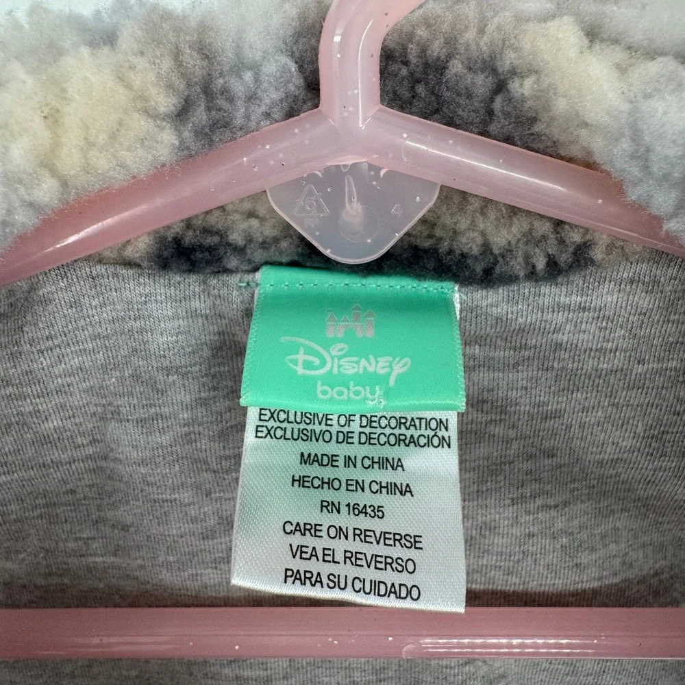 Disney‎ Mickey Mouse Baby Boy's Faux Sherpa Vest Gray/Cream Plaid Size 0/3M